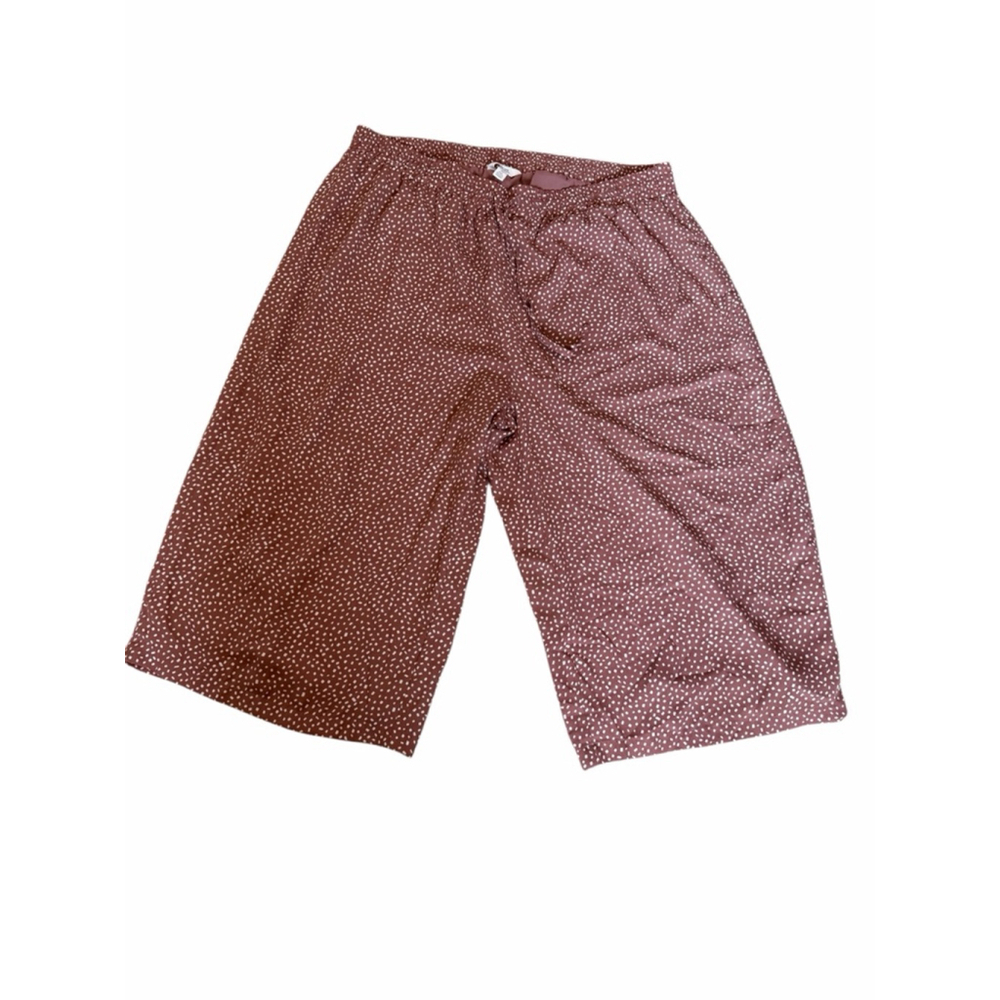 Womens 3X Lounge Pants Brown Polka Dot Wide Leg Elastic Waist